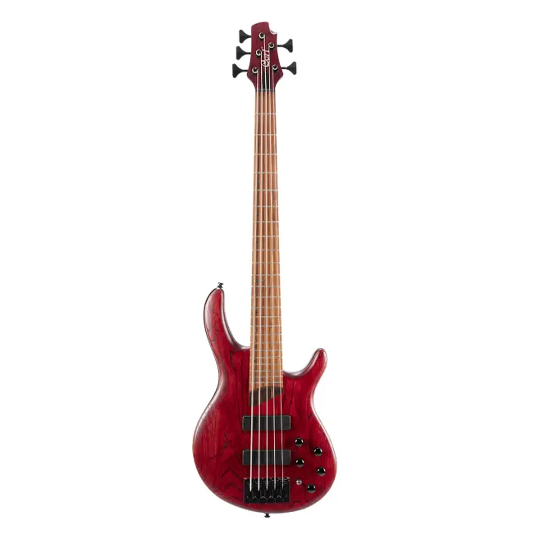 Cort B5-ELEMENT-OPBR Bajo eléctrico acabado «Open Pore» en rojo burdeo 1