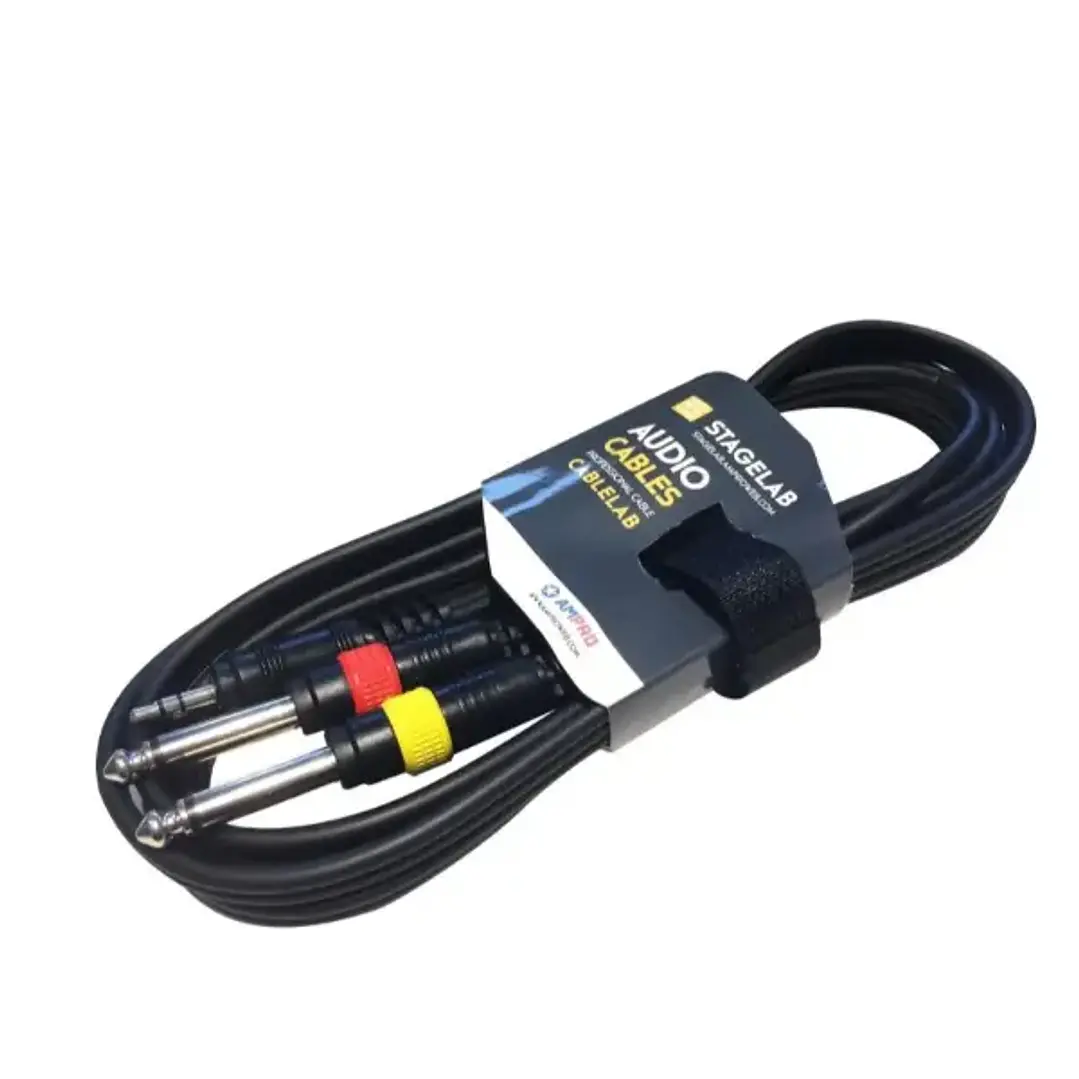Stagelab CLM-PMP2 Cable 2 Mts Mini Plug A Dos Plug 1/4