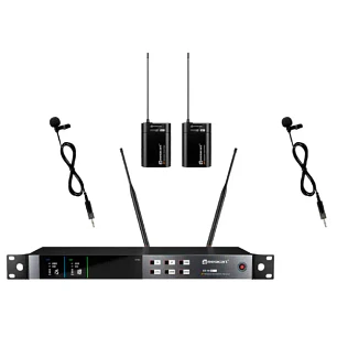Relacart EZMI2 Sistema de Micrófono Inalámbrico UHF con 2 Lavalier LM-P01 1M