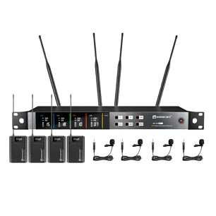 Relacart EZMI4 Sistema de Micrófono Inalámbrico UHF con 4 Lavalier LM-P01 1M
