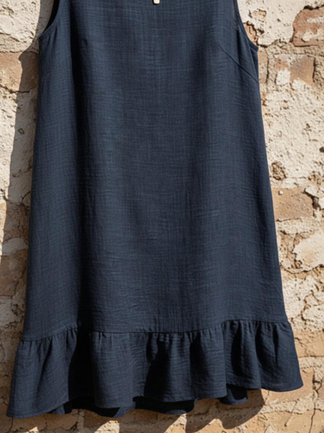 Vestido Lino Sin Mangas Cuello Redondo Mujer 5