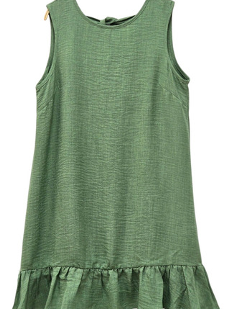 Vestido Lino Sin Mangas Cuello Redondo Mujer 7