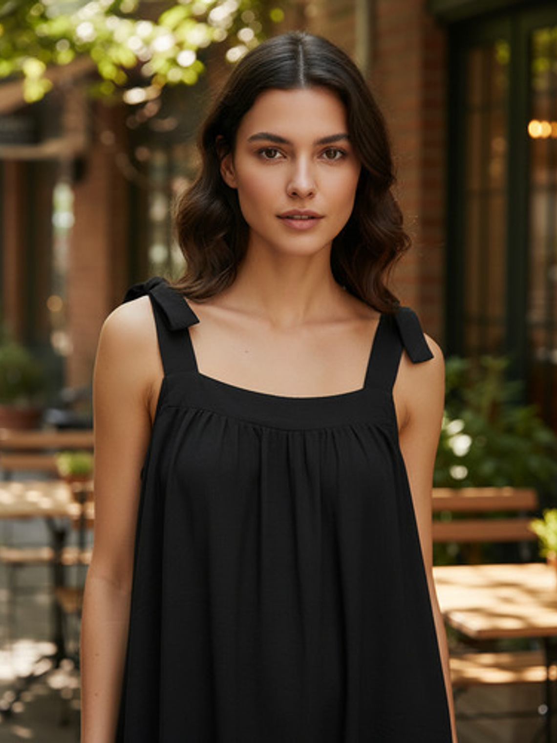 Vestidos Midi Lino Negro Y Celeste 2