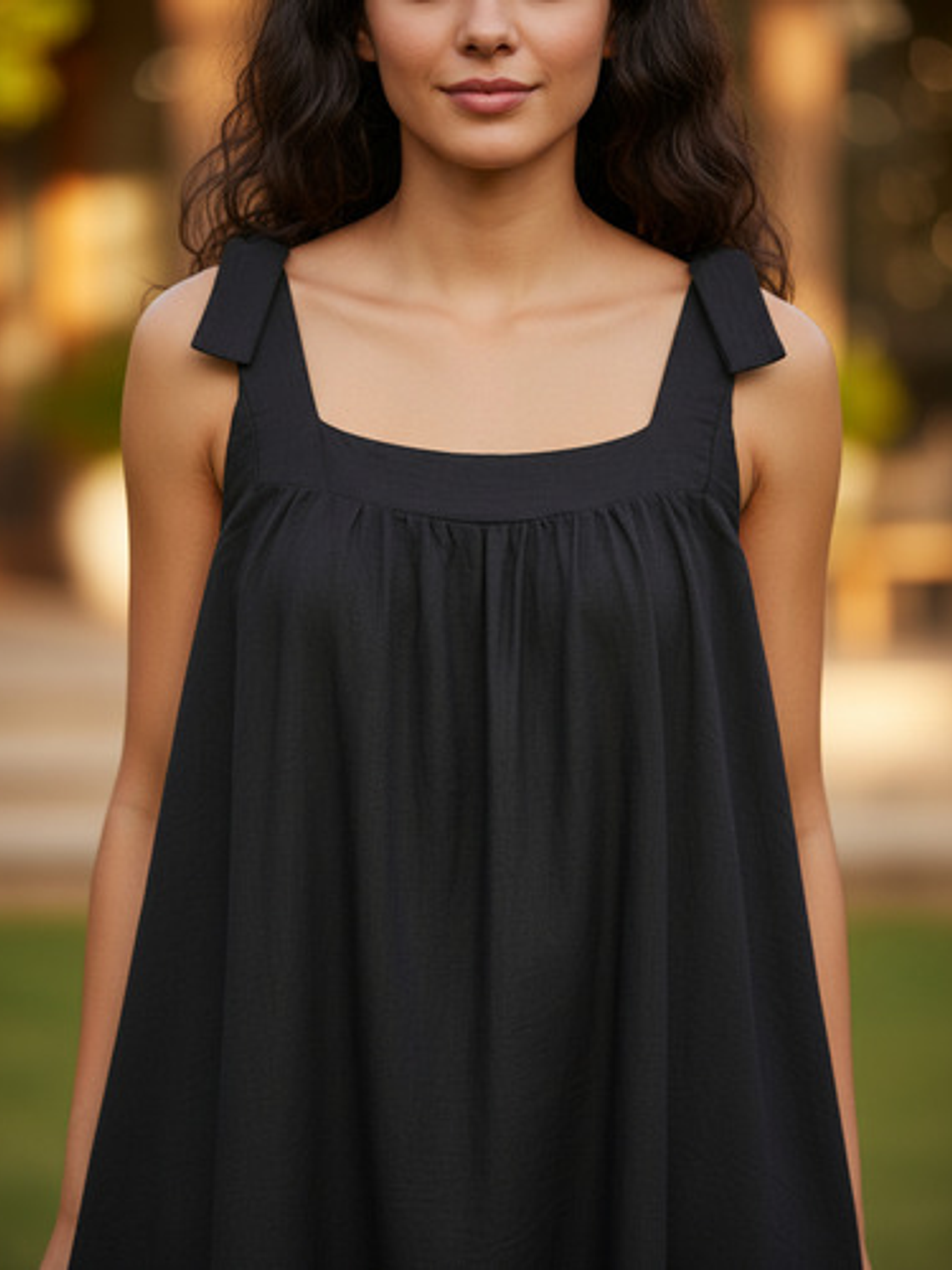 Vestidos Midi Lino Negro Y Celeste 8