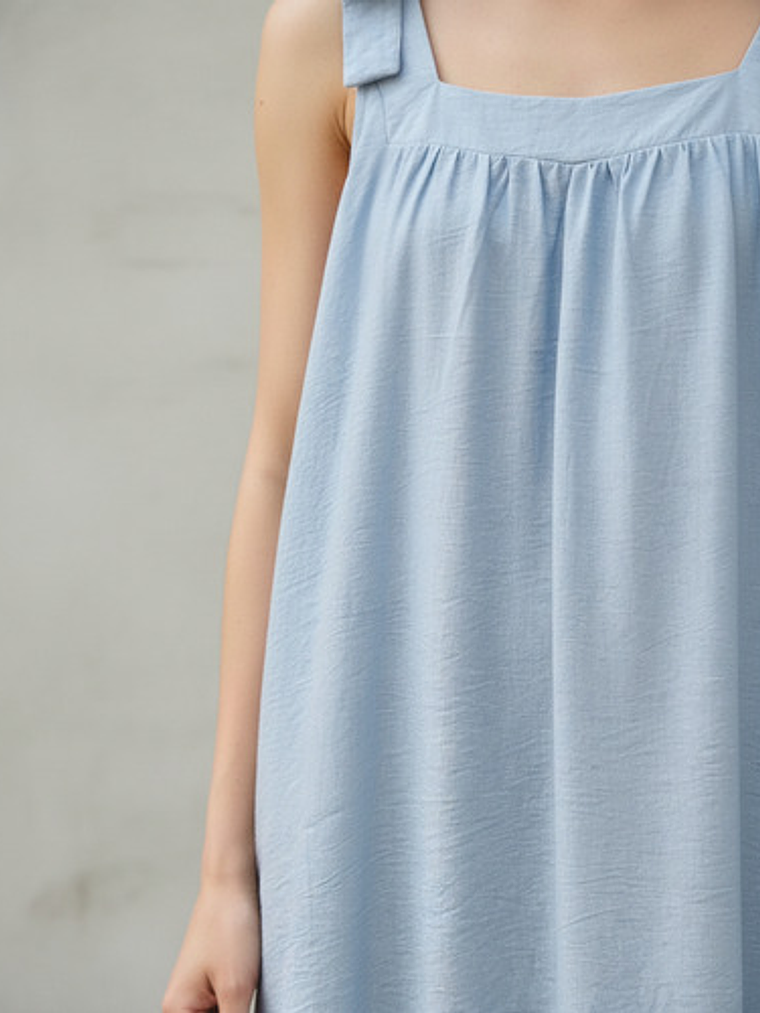 Vestidos Midi Lino Negro Y Celeste 12