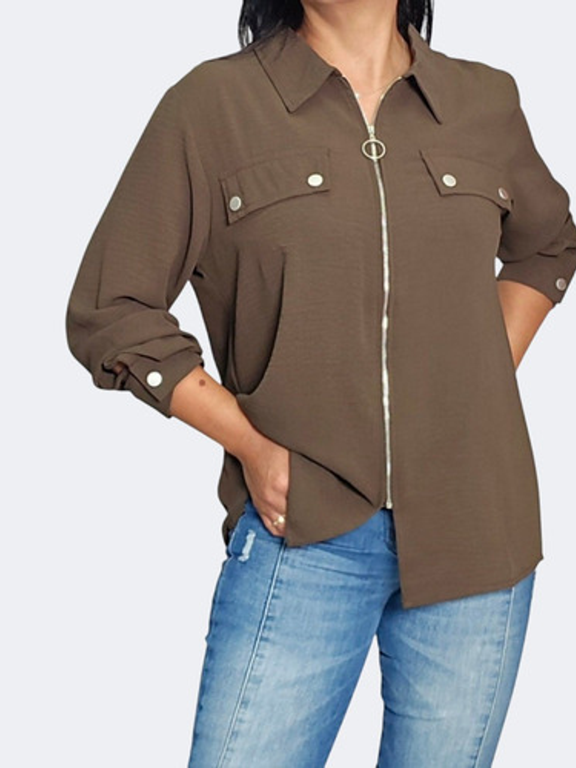 Camisa Cargo Cierre Argolla ,bolsillos Botón  Llega Hoy  4