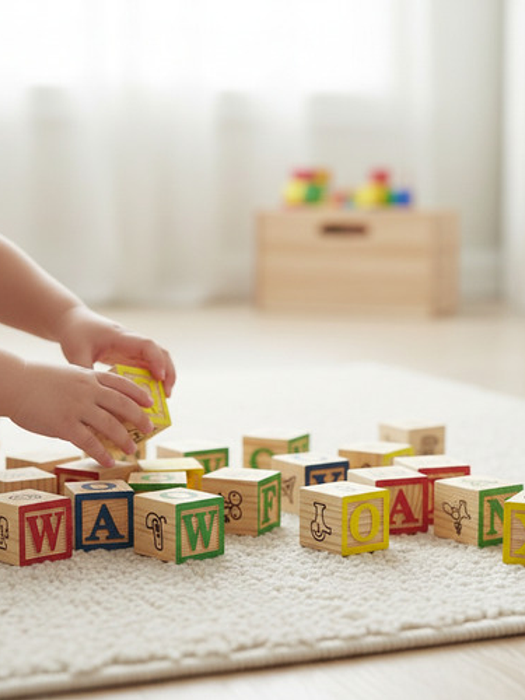 Cubo De Madera 15 Piezas Juguete Didactico Letras Y Numero 5