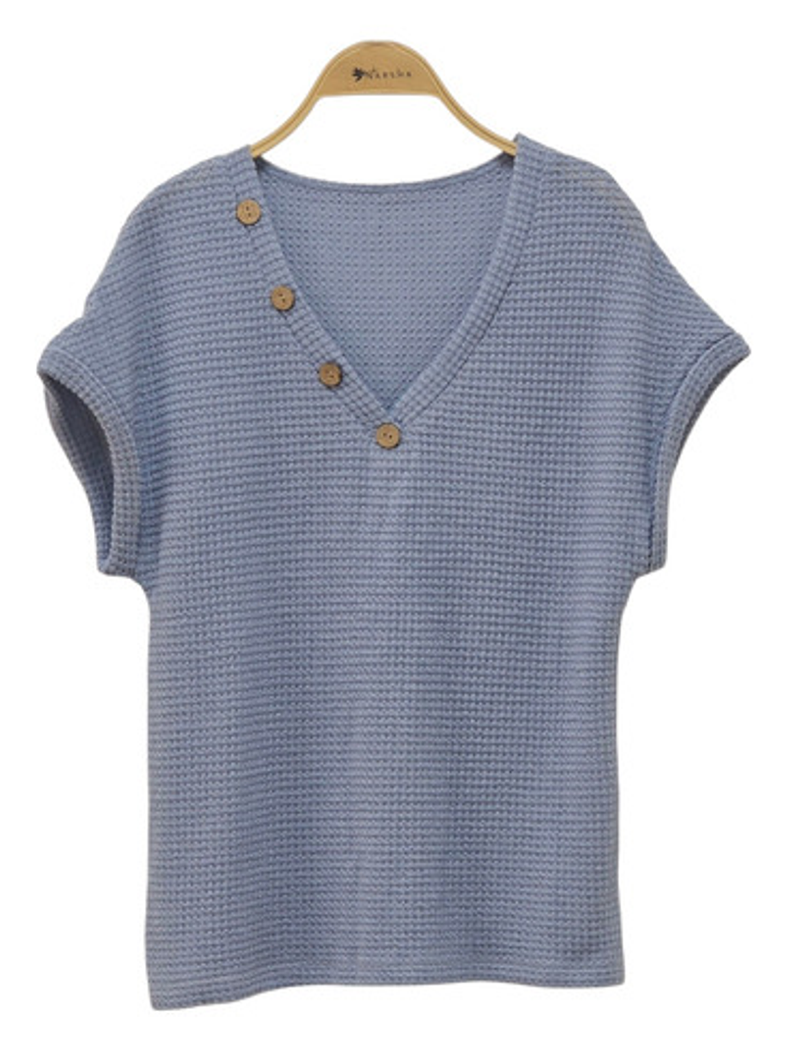 Polera Poly-algodón Cuello V Con Botones (talla Única) 4