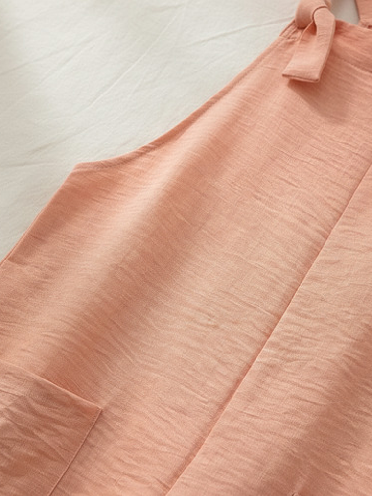 Enterito Corto De Lino Premium Con Tirantes De De Moños 4