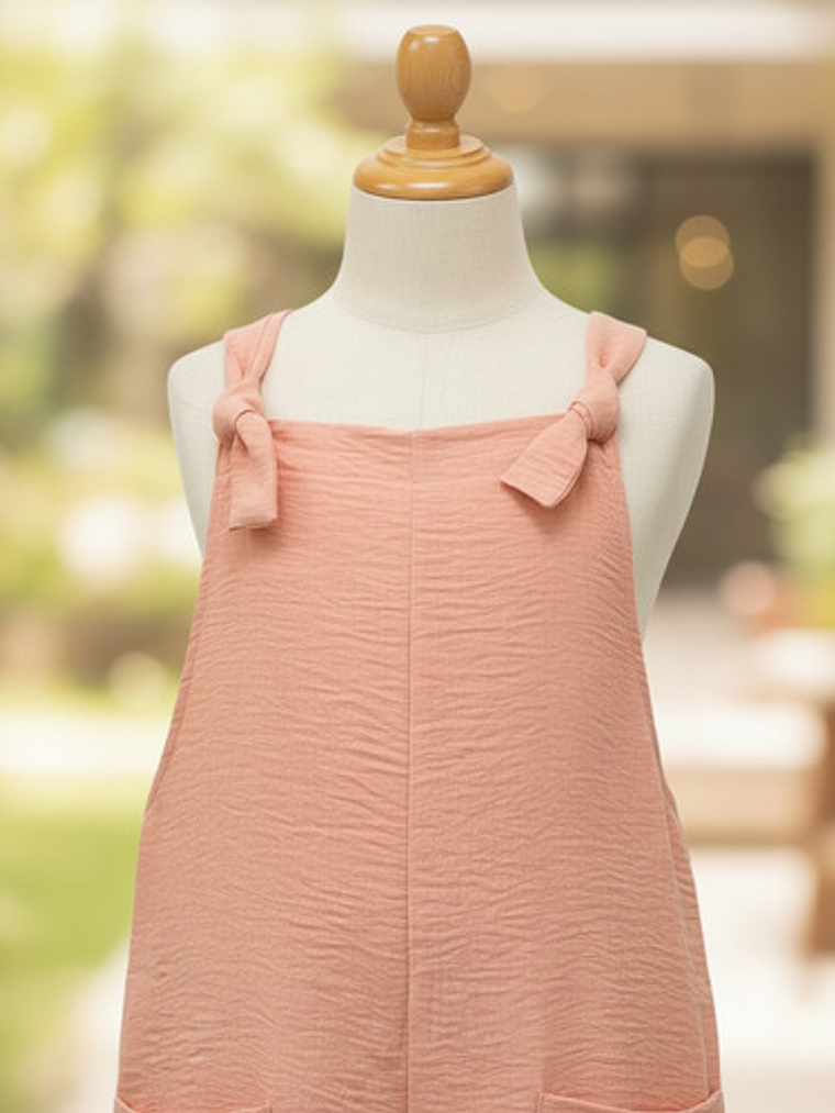 Enterito Corto De Lino Premium Con Tirantes De De Moños 7