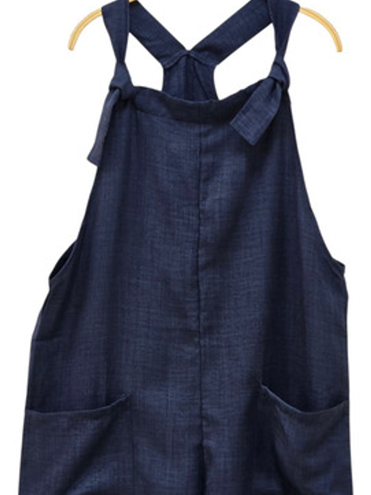 Enterito Corto De Lino Premium Con Tirantes De De Moños 13