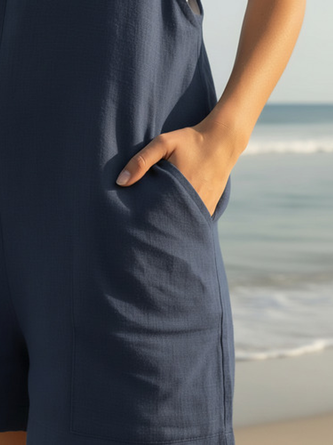 Enterito Corto De Lino Premium Con Tirantes De De Moños 17