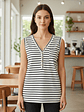 Polera Mujer Rayada Algodón  Talla Única Con Botones - Miniatura 3