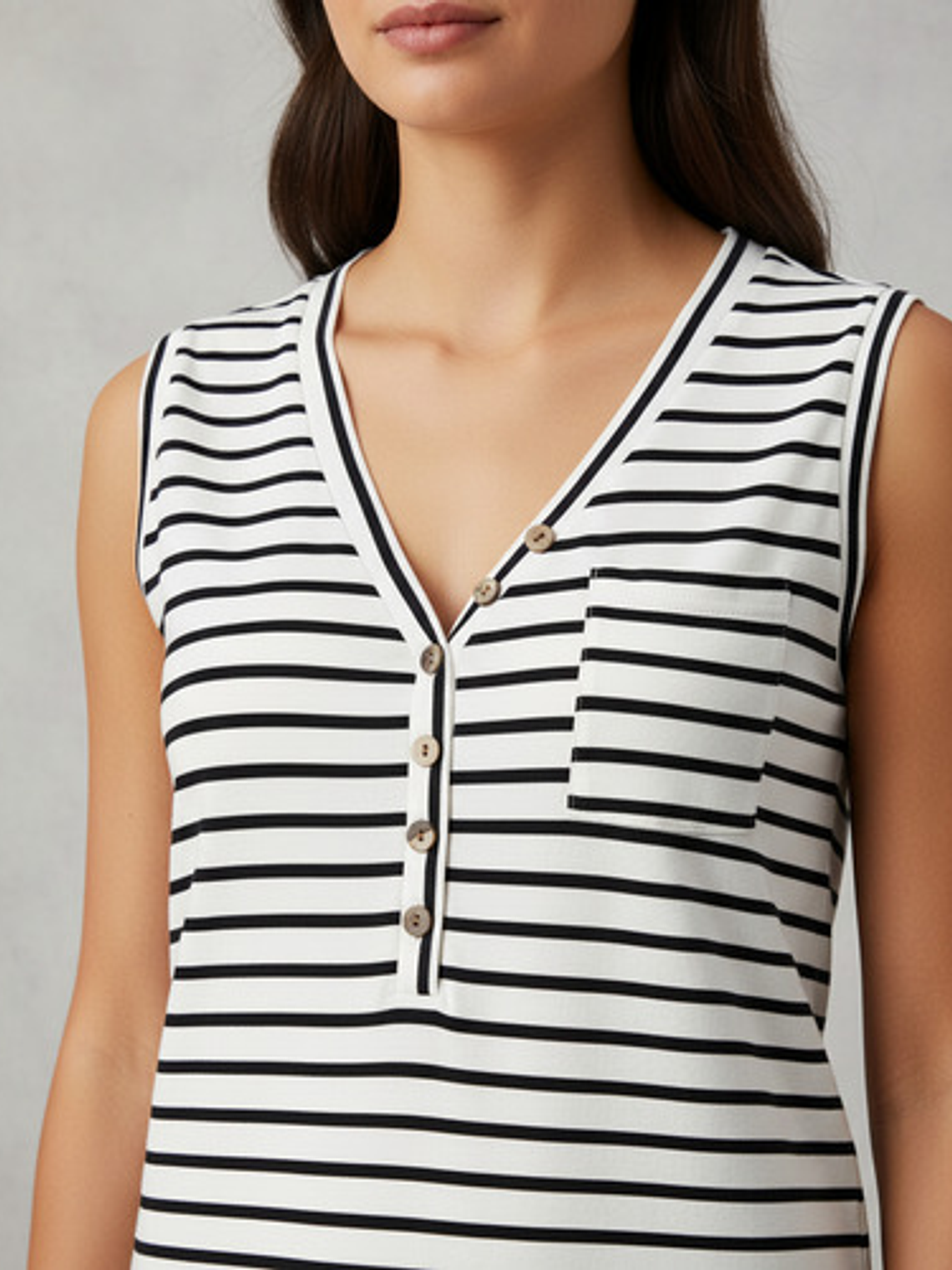 Polera Mujer Rayada Algodón  Talla Única Con Botones 13