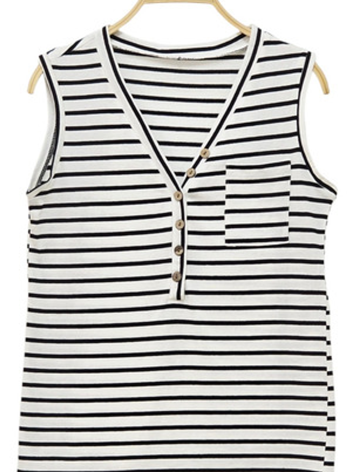 Polera Mujer Rayada Algodón  Talla Única Con Botones 14