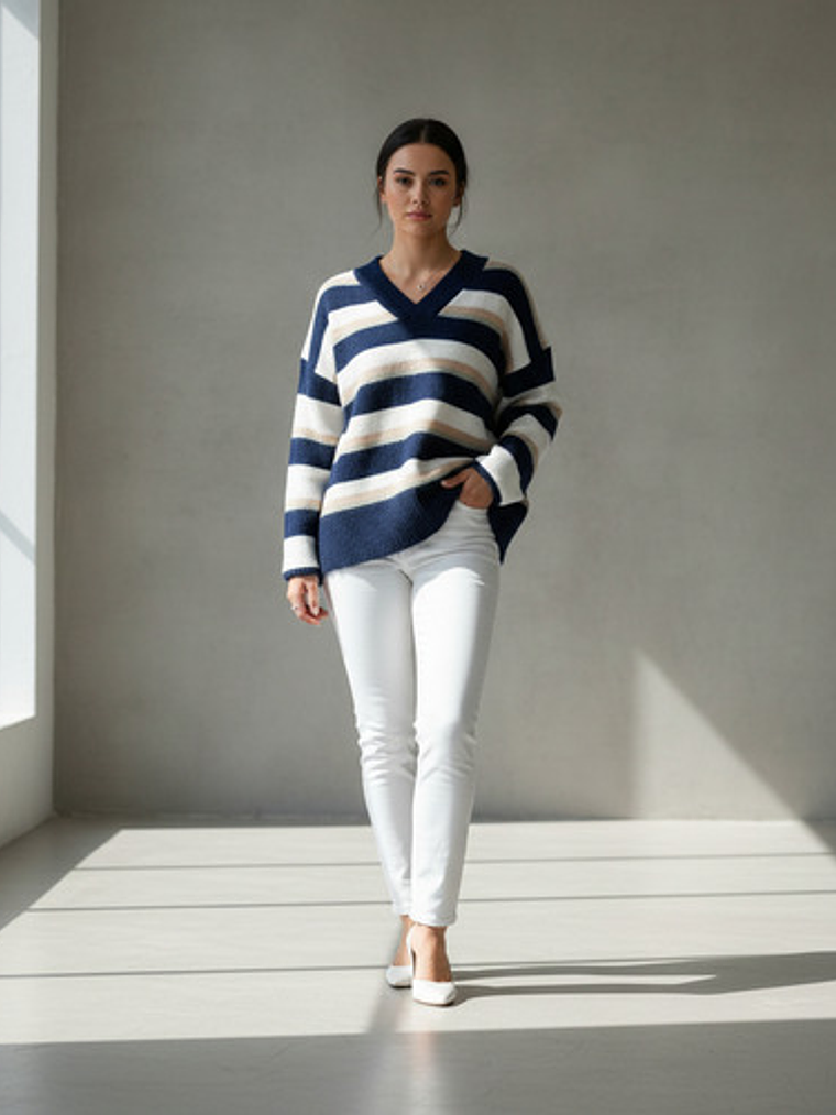 Sweater Mujer Lana/cachemira Escote V 6