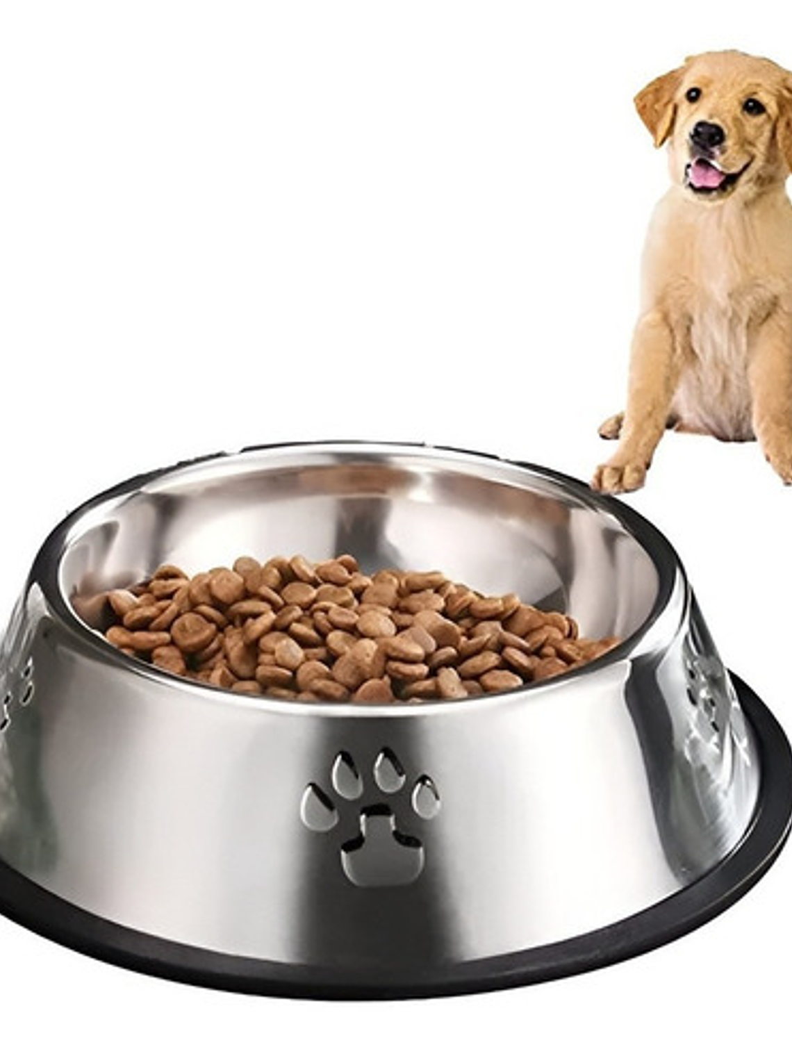 Comedero Meru Portátil Acero Inoxidable Antideslizante 12cm Metalico 5