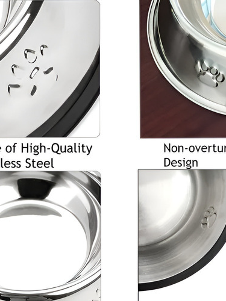 Comedero Meru Portátil Acero Inoxidable Antideslizante 12cm Metalico 8