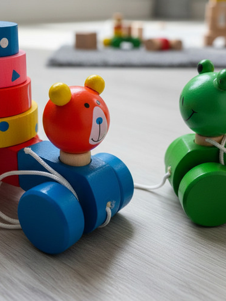 Juguete De Arrastre De Madera Diseñados Para La Estimulación 11