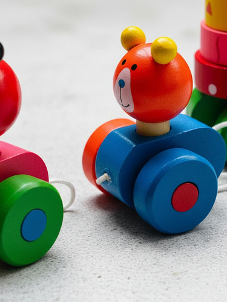 Juguete De Arrastre De Madera Diseñados Para La Estimulación 16