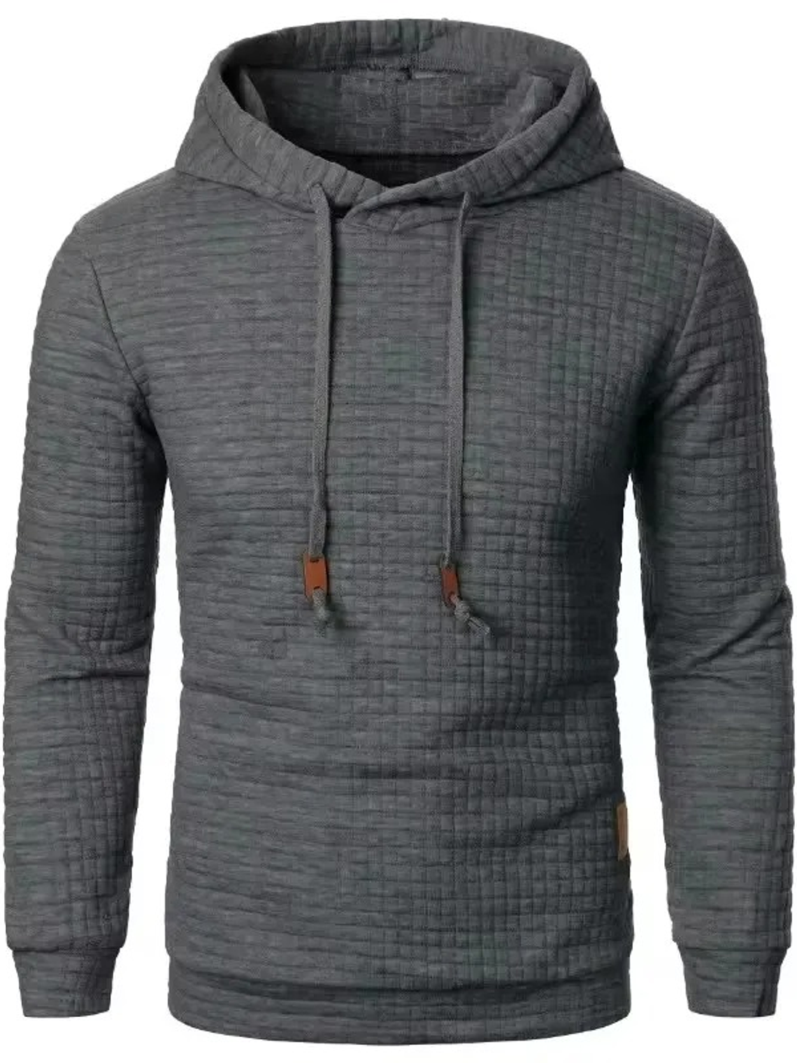 Polerón Hombre Tejido Waffle Negro Manga Larga Hoodie 3