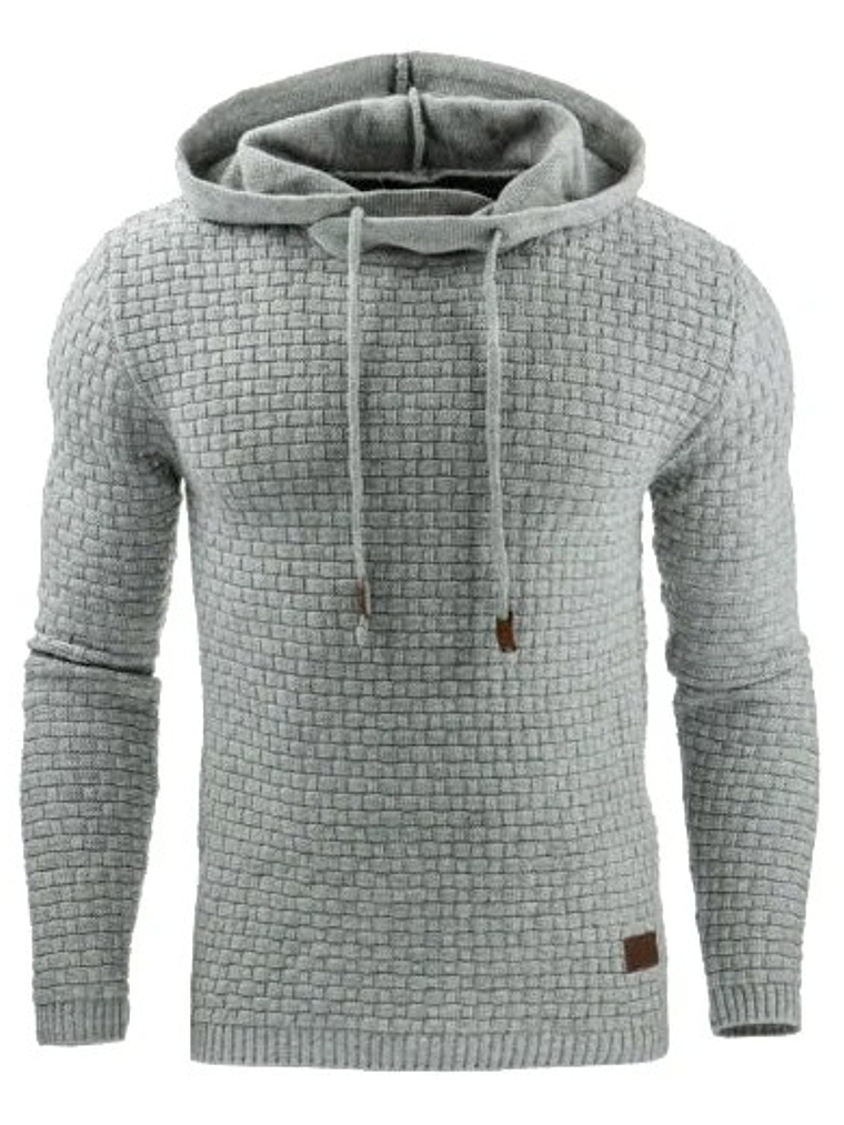 Polerón Hombre Tejido Waffle Negro Manga Larga Hoodie 4