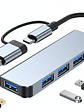Hub USB 3.0 Aluminio 4 Puertos con Adaptador USB-C Híbrido - Miniatura 1