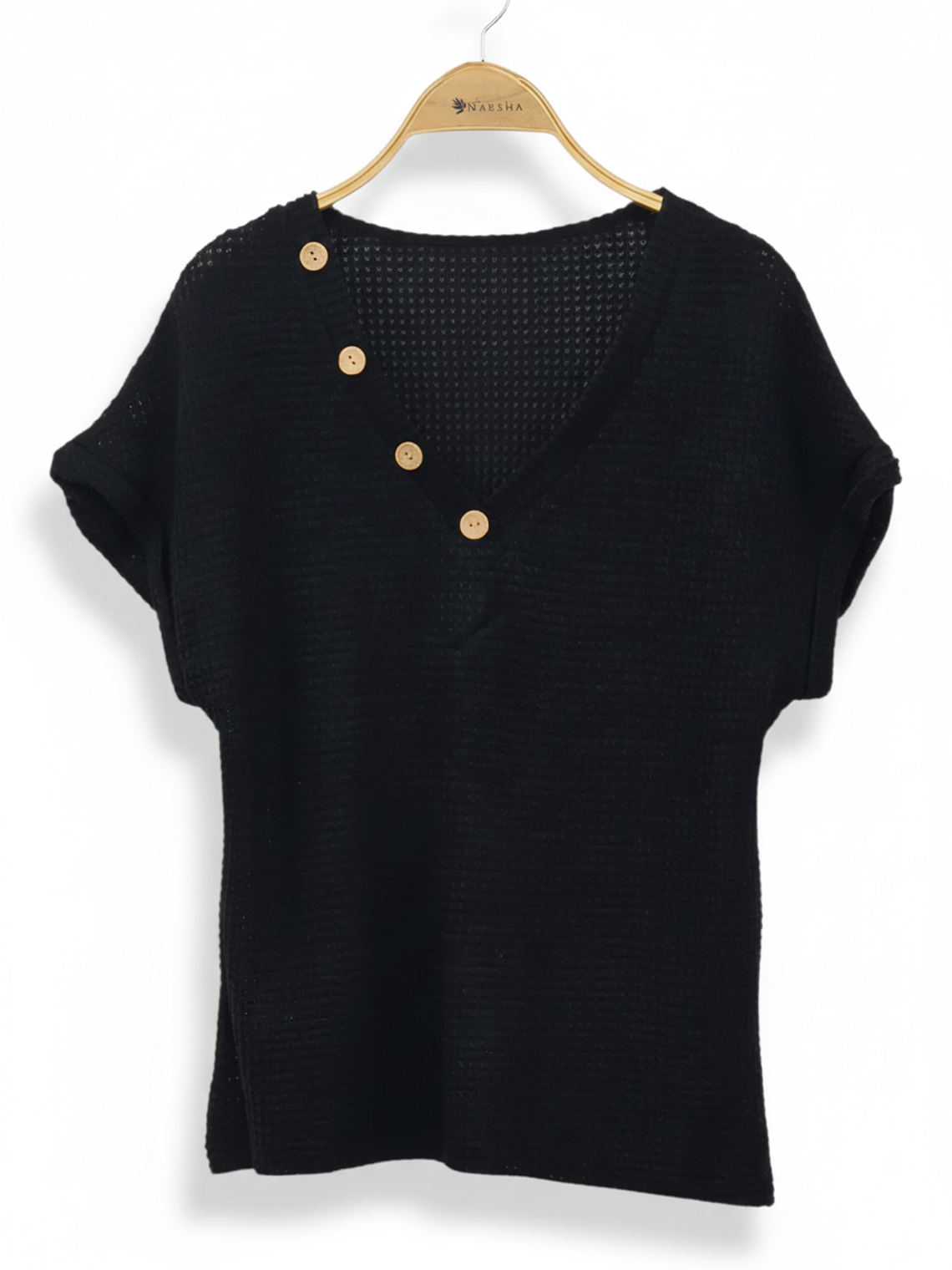 Polera Poly-algodón Cuello V Con Botones  1