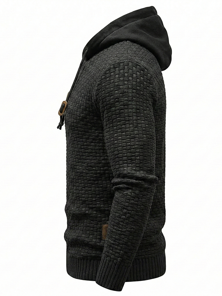Polerón Hombre Tejido Waffle con Capucha Manga Larga 5