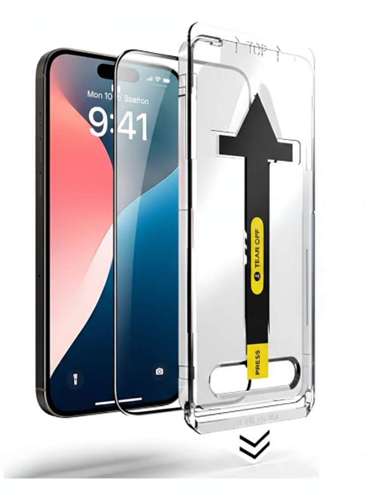 Protector iPhone 14 Vidrio 9H + Kit Instalación Automática 2