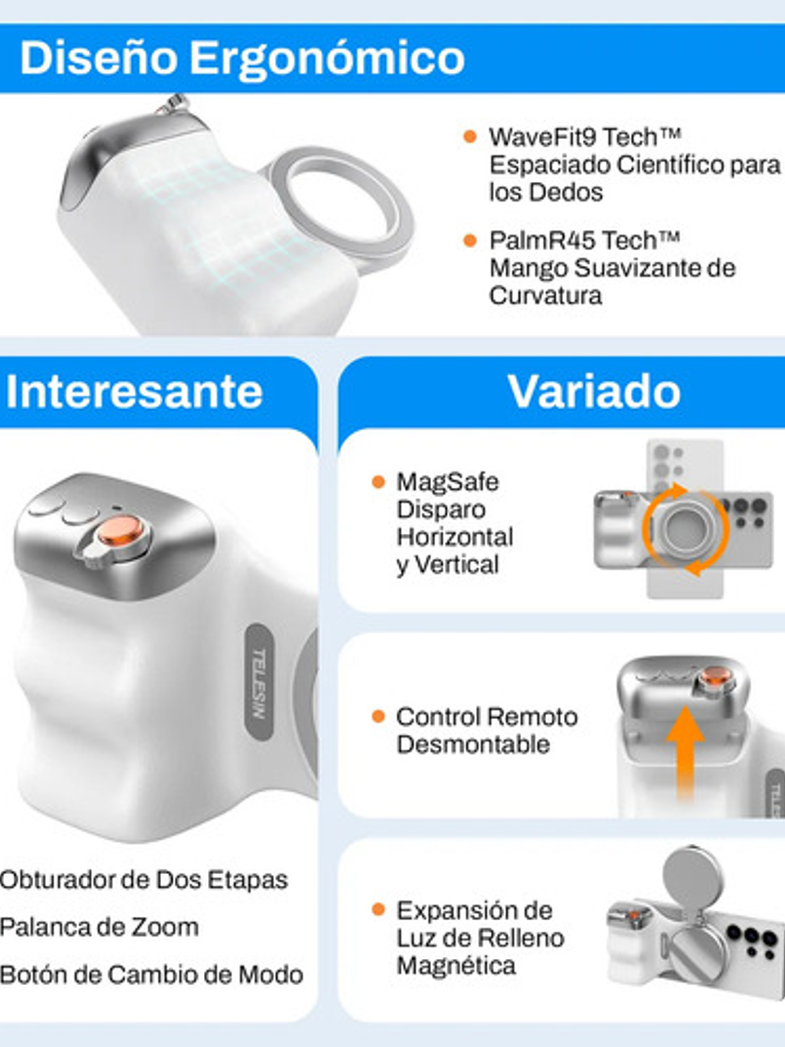 Grip Magnético Magsafe Para Smartphone Con Disparador Remoto 9
