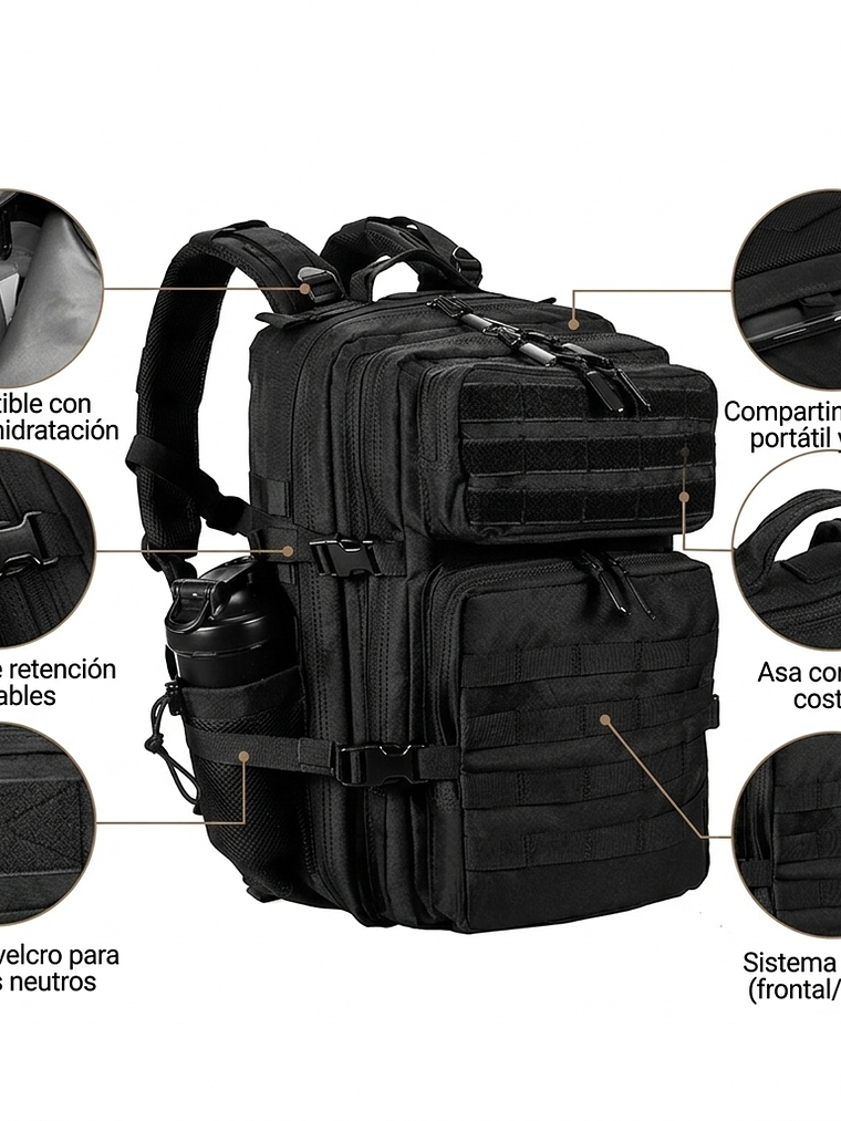 Mochila Táctica Militar LHI 28L Impermeable Crossfit Gym 7