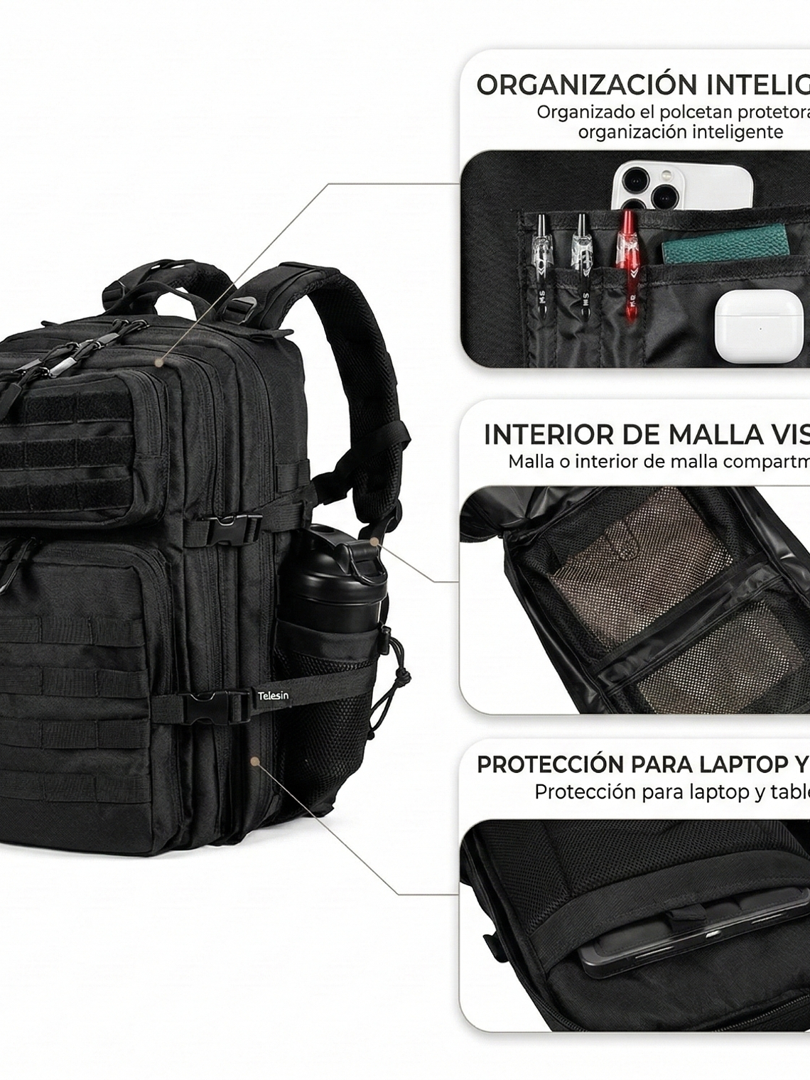 Mochila Táctica Militar LHI 28L Impermeable Crossfit Gym 8