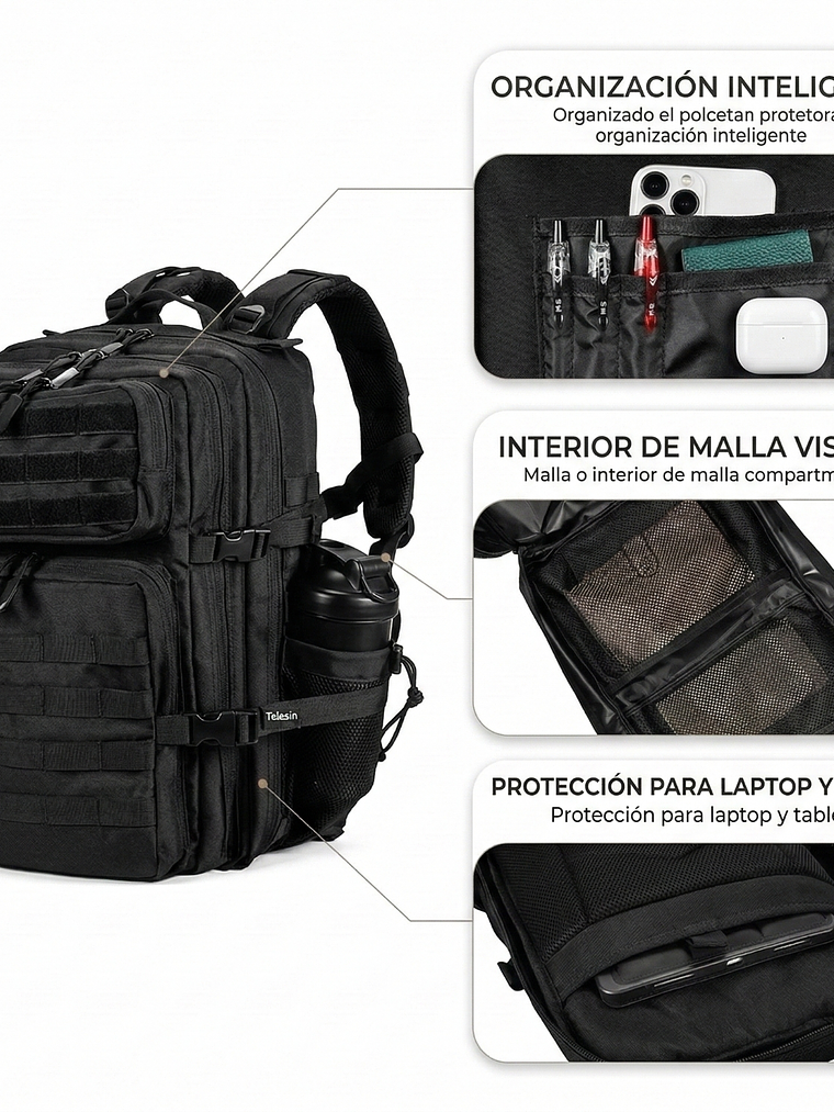Mochila Táctica Militar LHI 28L Impermeable Crossfit Gym 8