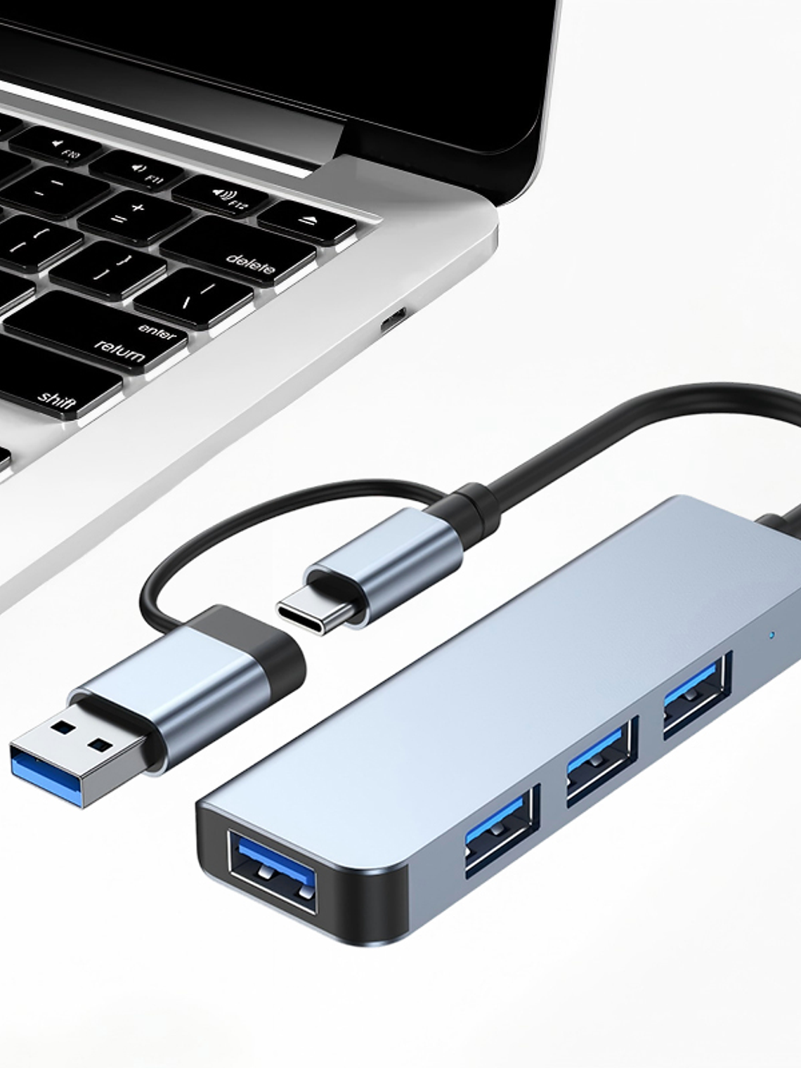 Kit Gamer: Hub 4 en 1 + Cable Type-C 240W + Audífonos A9+ 5