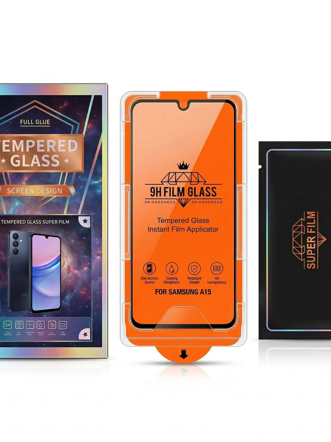 Protector Samsung A15 Vidrio Templado Full + Kit Fácil 2