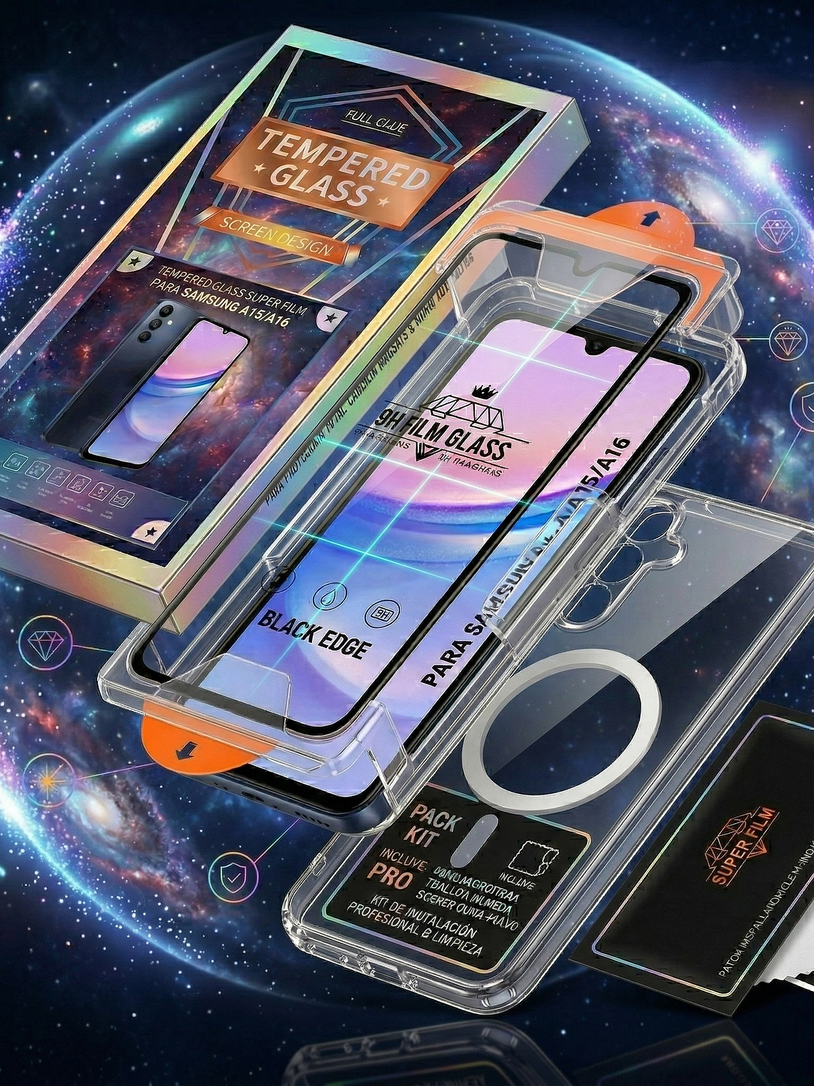 Pack Samsung A15/A16: Carcasa MagSafe + Vidrio Autoinstalable 3
