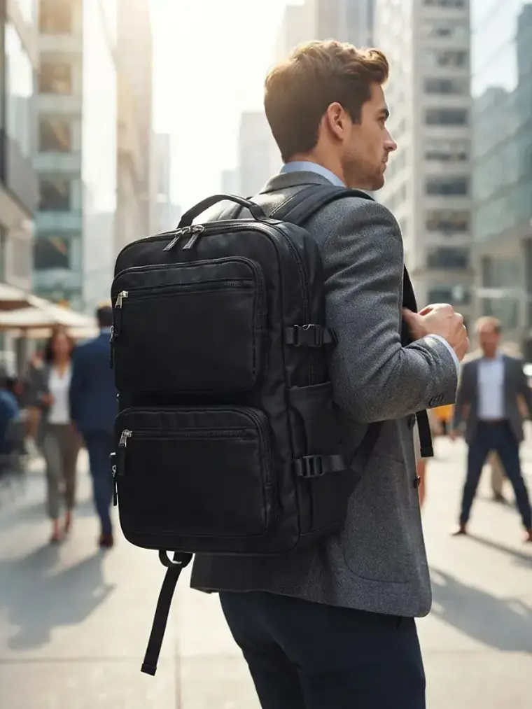 Mochila Urbana D&B Éirí 30L Laptop 15.6 USB 6 Bolsillos - Negro/Gris 8