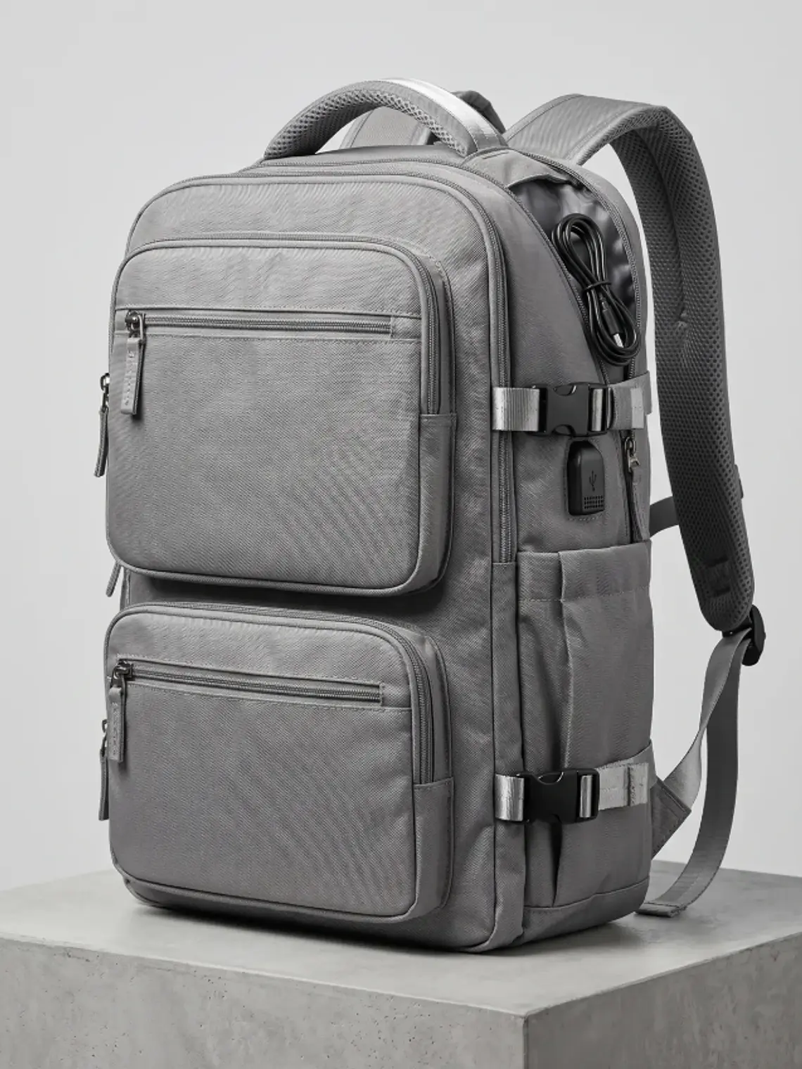 Mochila Urbana D&B Éirí 30L Laptop 15.6 USB 6 Bolsillos - Negro/Gris 16