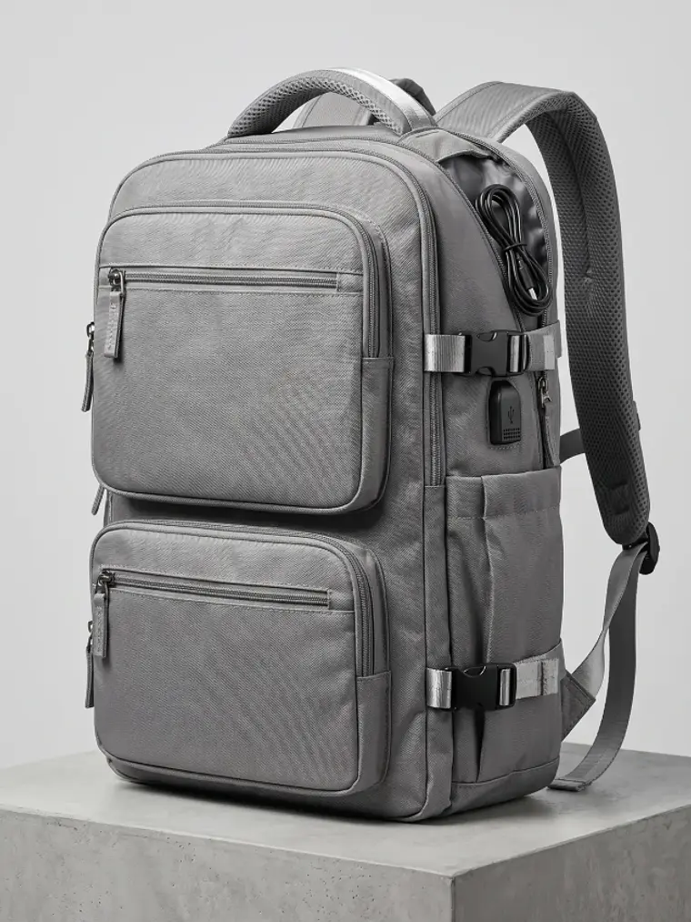Mochila Urbana D&B Éirí 30L Laptop 15.6 USB 6 Bolsillos - Negro/Gris 16