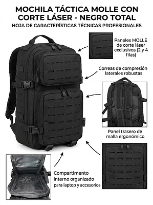 Mochila Táctica Militar LHI 27L Impermeable Mediana