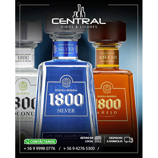 TEQUILA 1800 SILVER Ó REPOSADO 750 ML. C/U