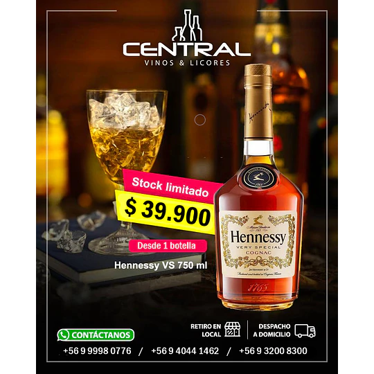 COGNAC HENNESSY VS 700 ML. C/U