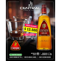RON CACIQUE AÑEJO 700 ML.  Caja 6 Botellas