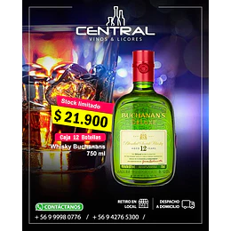 WHISKY BUCHANAN'S DE LUXE 750 ML. - CAJA 12 BOTELLAS