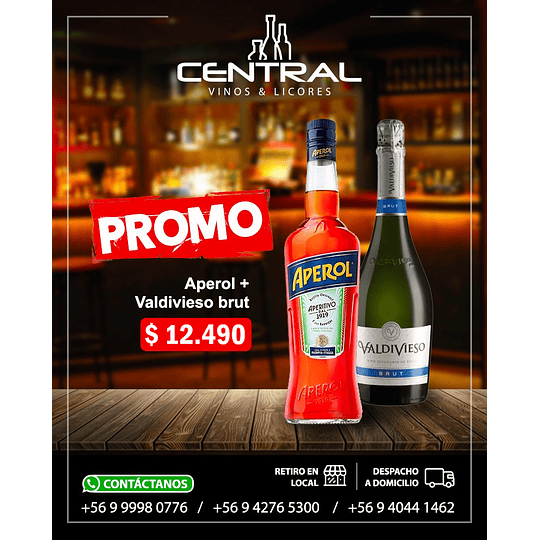 LICOR APEROL 750 ML. + VALDIVIESO BRUT 750 ML.