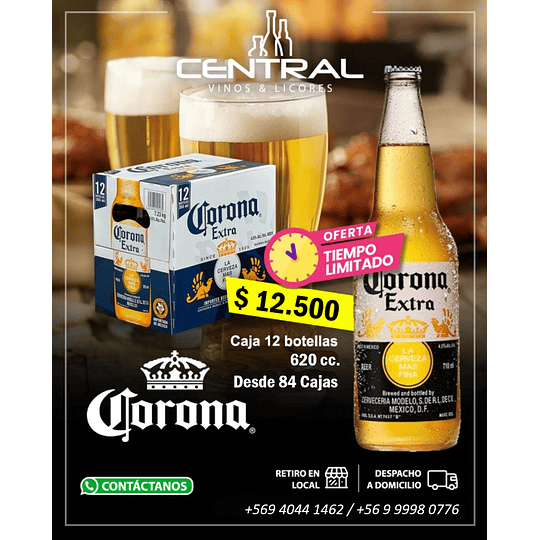 CERVEZA CORONA 620 ML. CAJA 12 BOTELLAS