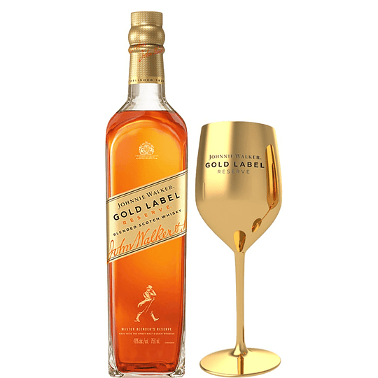WHISKY JOHNNIE WALKER GOLD LABEL 750 ML. + COPA