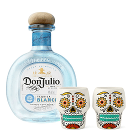 TEQUILA DON JULIO BLANCO 750 ML. + 2 VASOS SHOT