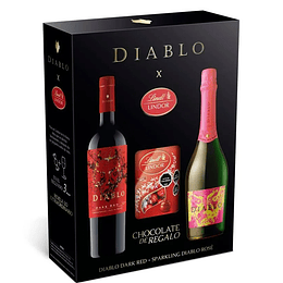 PACK VINO DIABLO RED 750 ML.  + ESPUMANTE ROSE SPARK DIABLO 750 ML. + CHOCOLATE LINDOR